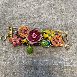 Vintage Betsey Johnson Colorful Floral Bracelet From Garden Collection . Rare